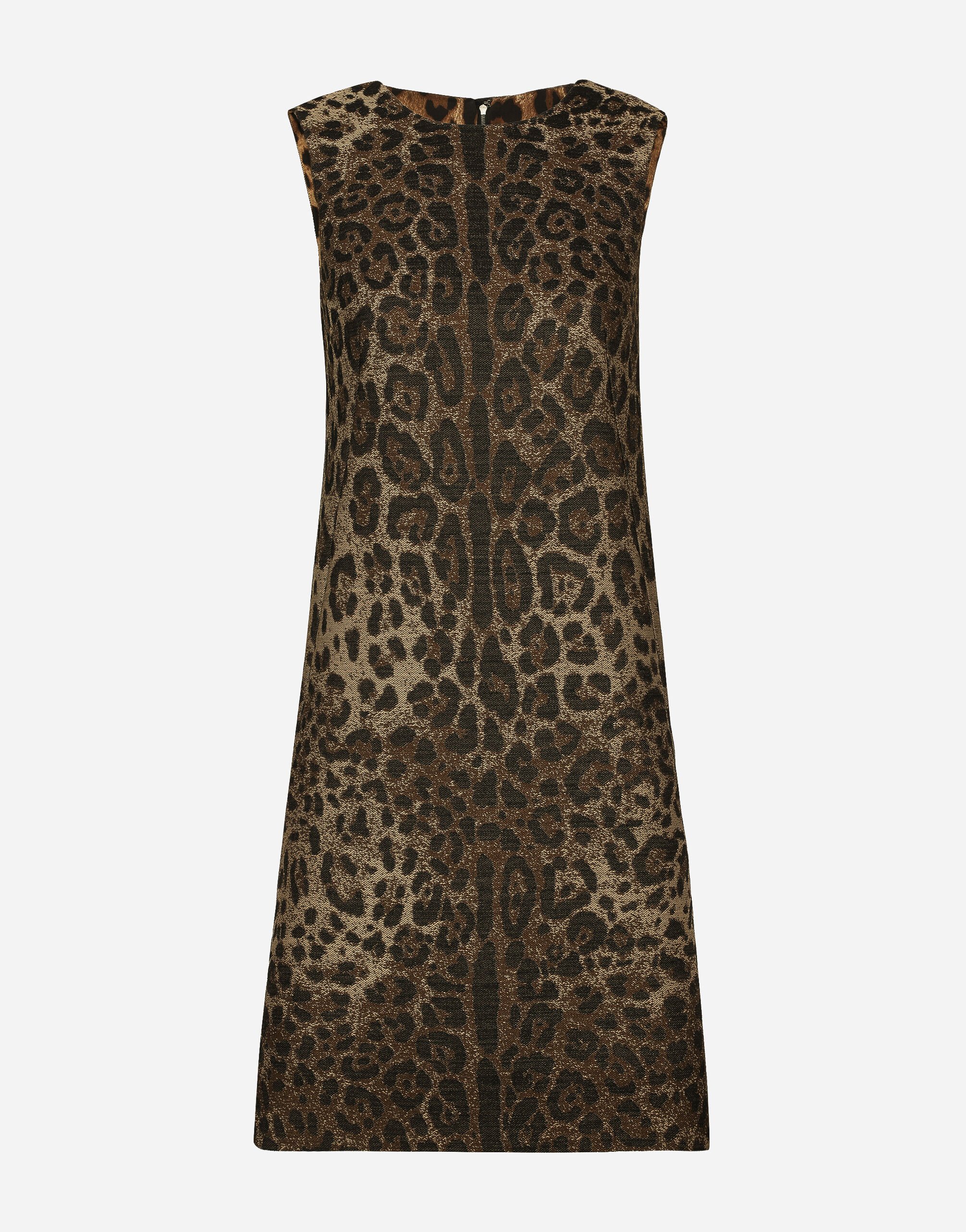 Dolce&Gabbana Vestido midi en jacquard de lana con motivo de leopardo Estampado Animalier F9R11THSMW8
