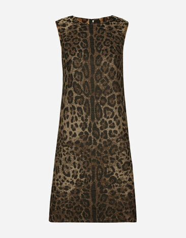 Dolce&Gabbana Abito midi in lana Jacquard leopardo Stampa Animalier F9R11THSMW8