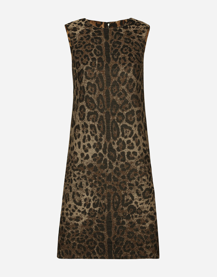 Dolce&Gabbana Платье миди из шерсти с жаккардовым леопардовым узором разноцветный F6DBDTFJ3D9