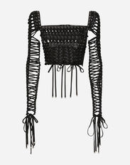 Dolce&Gabbana Top with laces and eyelets Black F6DKITFU1AT