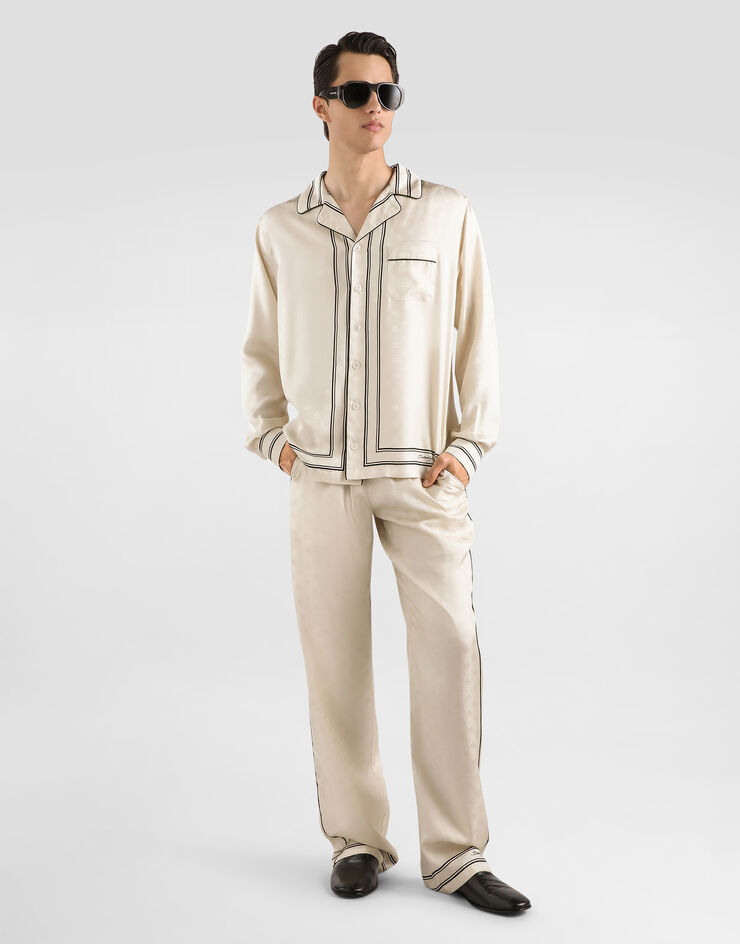 Dolce & Gabbana Logo and stripe-print vanity silk twill shirt Multicolor G5IF1THI11S