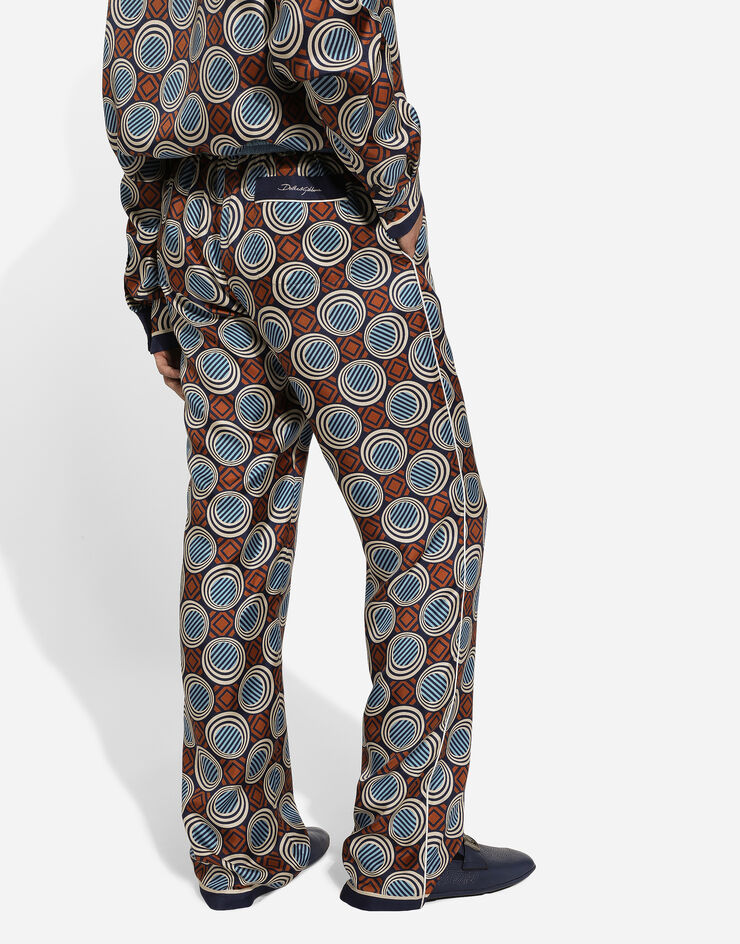 Dolce & Gabbana سروال بيجامة حرير بطبعة مطبعة GVRMATHI1Q9