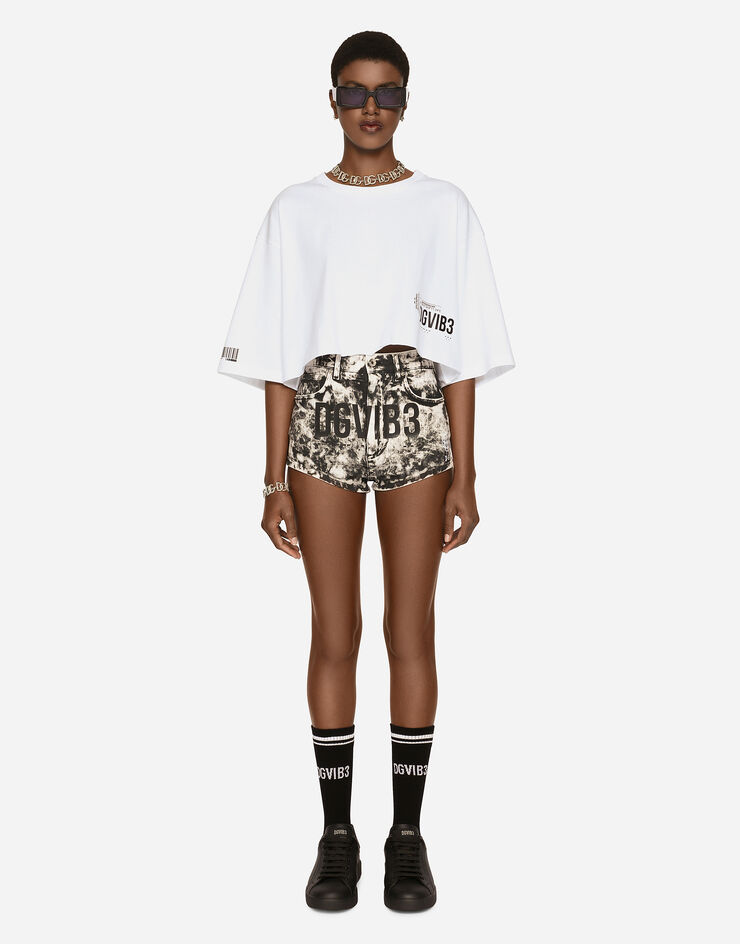 Dolce & Gabbana Faded-wash cotton denim shorts DGVIB3 Multicolor FTC24DG8KP4
