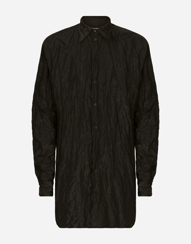 Dolce & Gabbana シャツ オーバーサイズフィット ラミネートファブリック クリンクル ブラック G5LG0TFUOA5