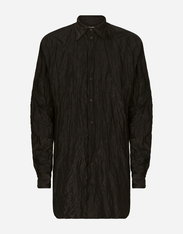 Dolce&Gabbana Oversize crushed foiled fabric shirt Black G5LG0TFUOA5