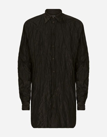 Dolce & Gabbana Camisa oversize de tejido laminado arrugado Negro G5LG0TFUOA5