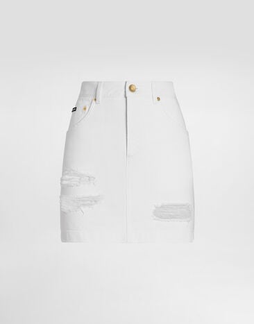 Dolce & Gabbana Denim mini skirt with rips Multicolor F4CPKDG8JQ6