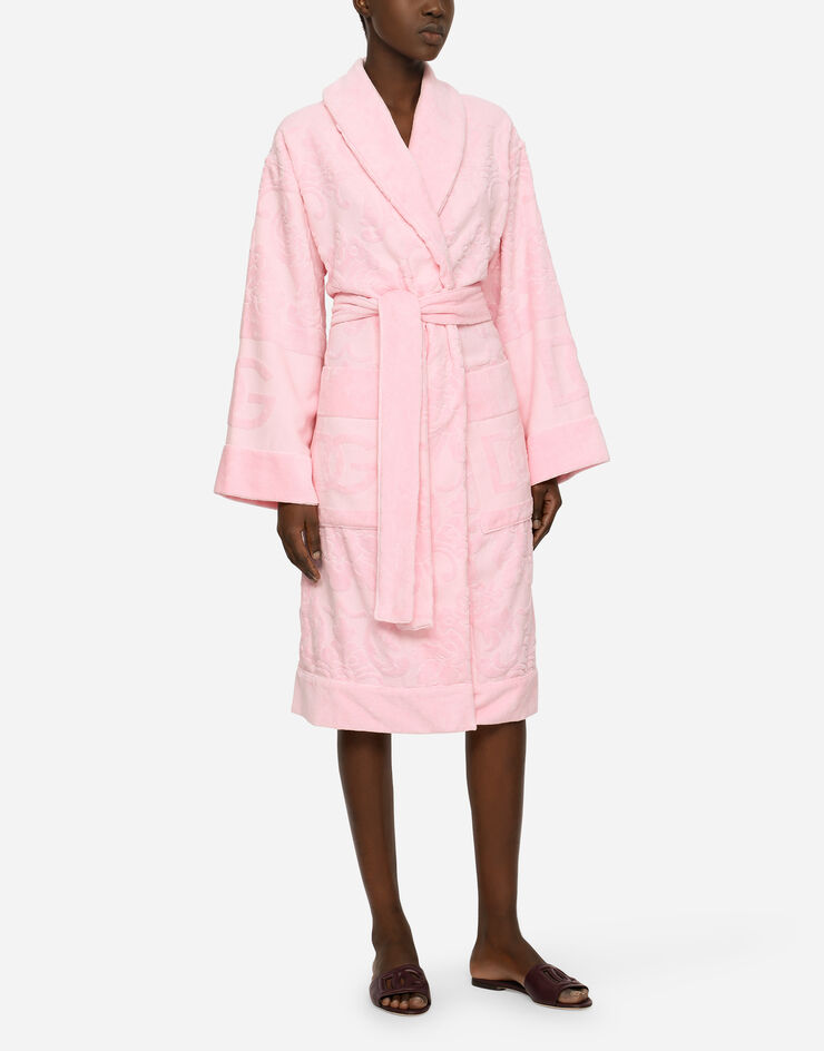 Dolce & Gabbana Bath Robe in Terry Cotton Jacquard Multicolor TCF009TCAGM