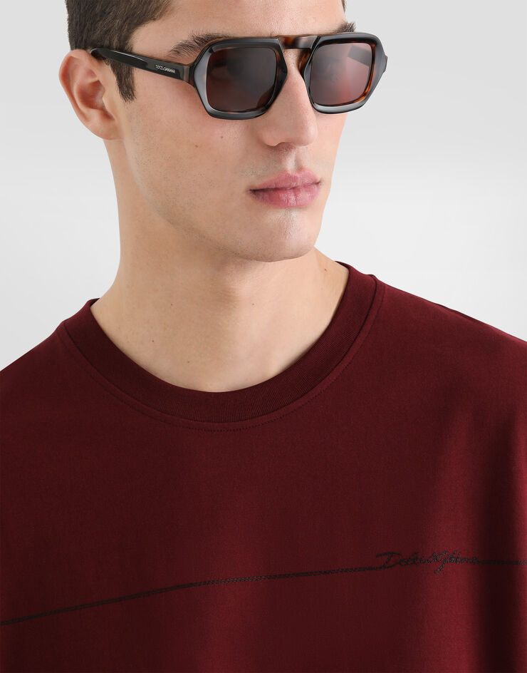 Dolce & Gabbana Футболка из хлопка с логотипом Bordeaux G8PN9ZG7P9N