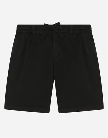 Dolce & Gabbana Garment-dyed drill shorts with drawstring Black L4JTEYG7CD8