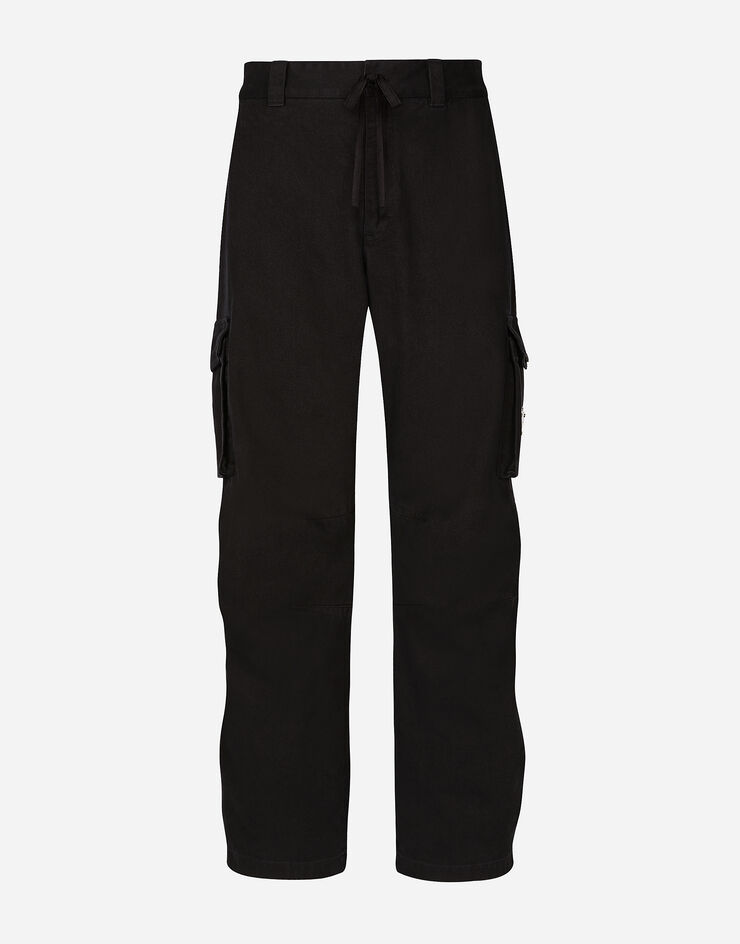 Dolce & Gabbana 리넨 카고 팬츠 블랙 GP06ITFU4LF