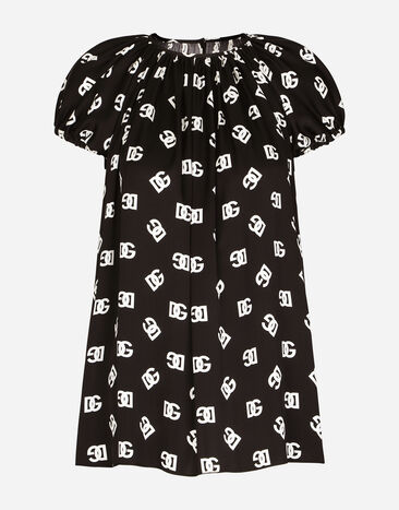 Dolce & Gabbana Charmeuse top with all-over DG print Multicolor F761STFSA4I