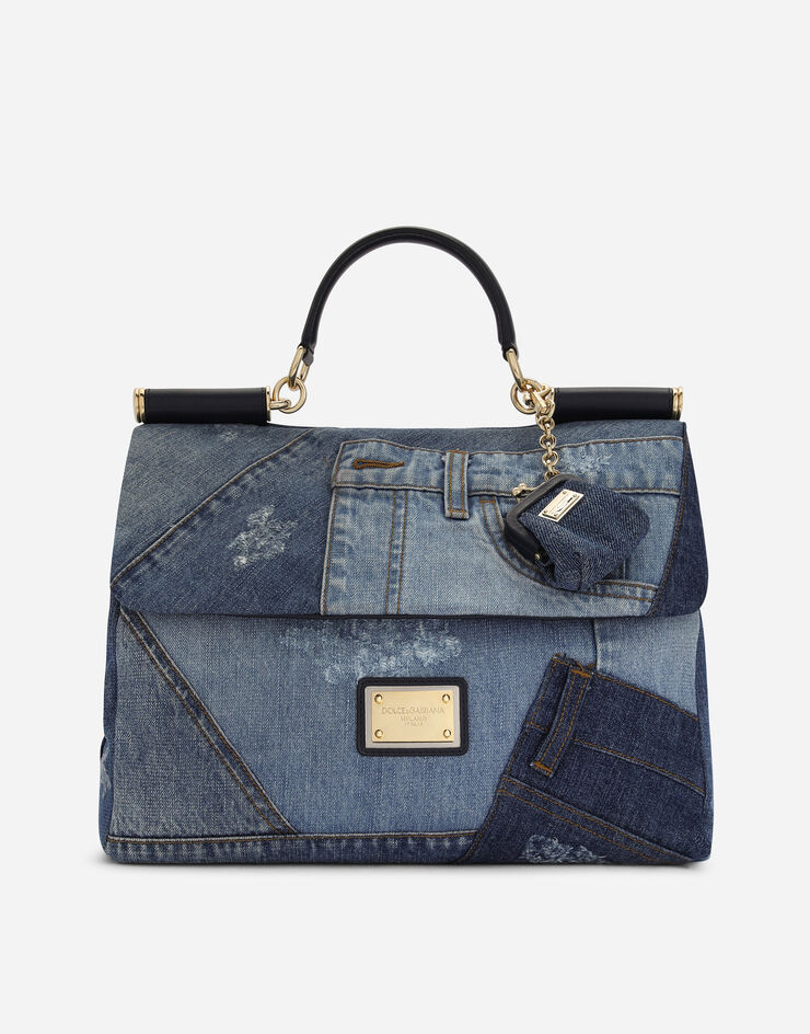 Dolce & Gabbana Sac Sicily soft grand format en patchwork de denim Denim BB7396AO621