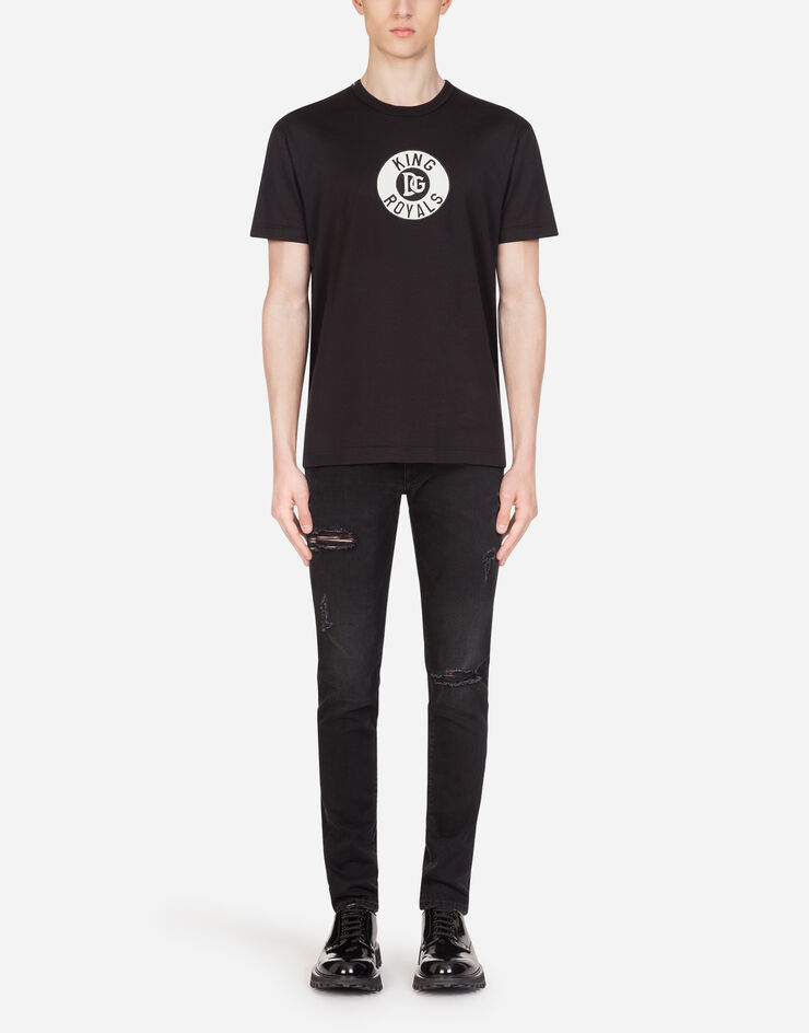 Dolce & Gabbana Cotton t-shirt with patch NERO G8KBAZG7VKU