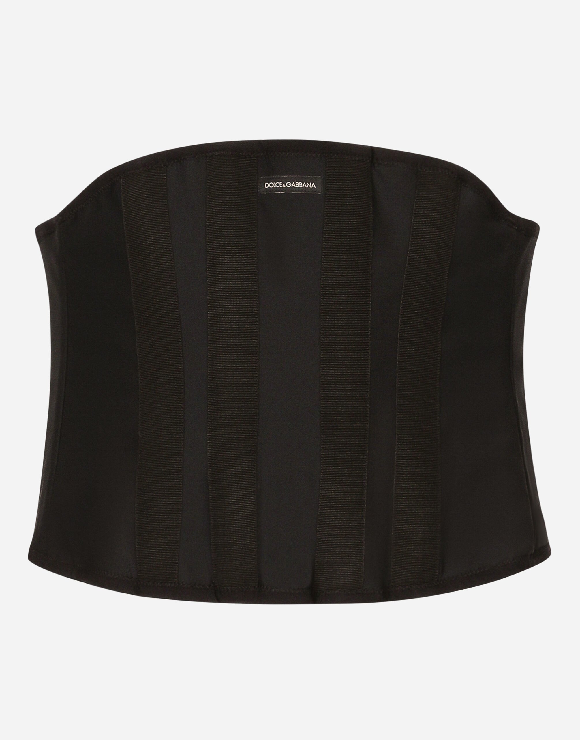Dolce & Gabbana Bustier aus elastischem Material mit Stäben Schwarz BC4646AX622