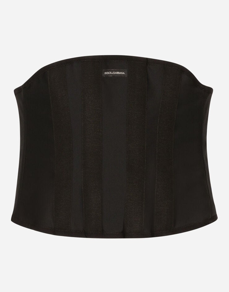 Dolce&Gabbana Bustier à baleines en tissu extensible Noir G709ETFUGAC