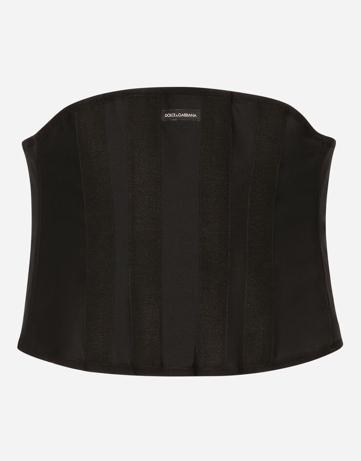 Dolce&Gabbana Bustier in elastico con stecche Nero G709ETFUGAC