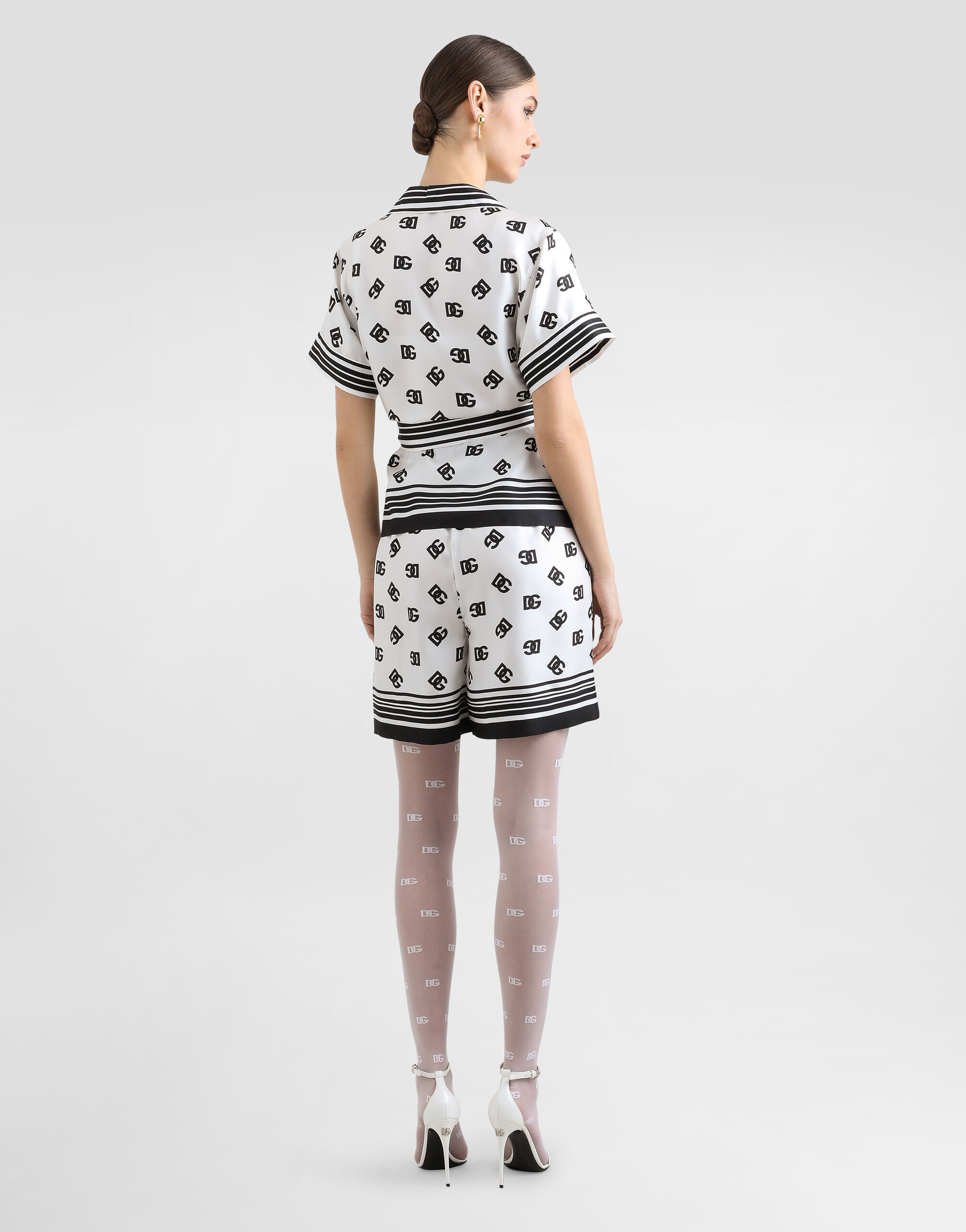 DG all-over print silk twill shirt in Print for Women | Dolce&Gabbana®