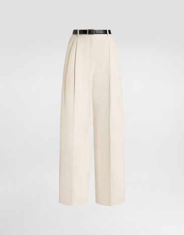 Dolce & Gabbana Rustic cotton and linen canvas trousers White FTDMITFUTDJ