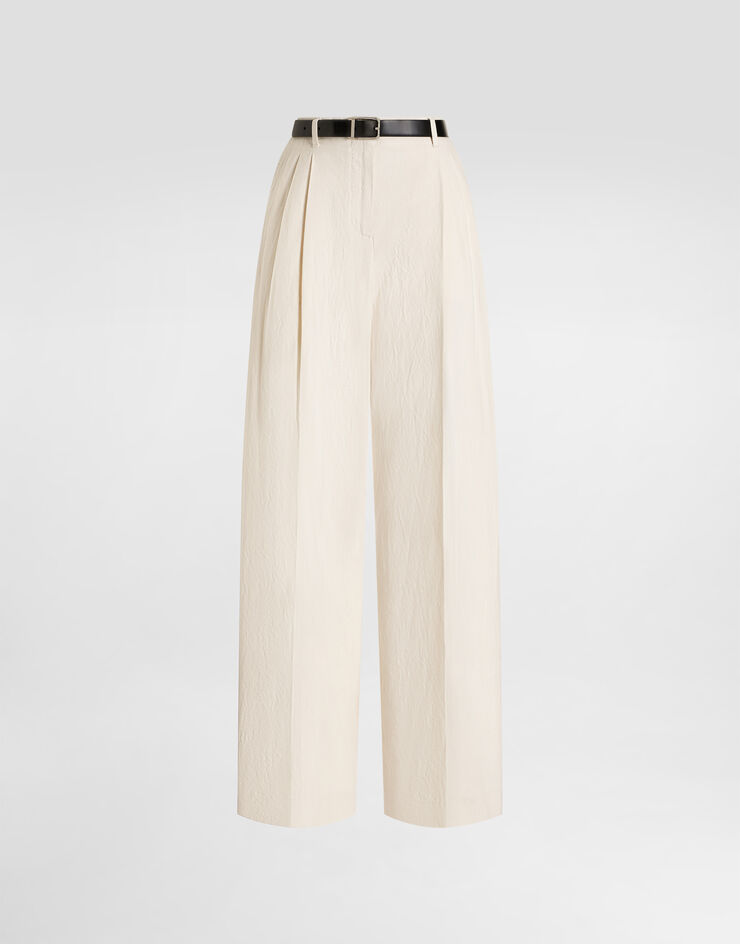 Dolce & Gabbana Rustic cotton and linen canvas trousers White FTDMITFUTDJ