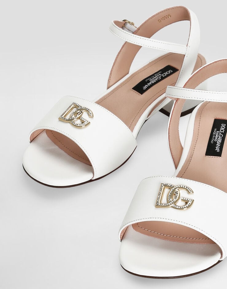 Dolce & Gabbana Nappa leather sandals with DG logo White D10935A1200