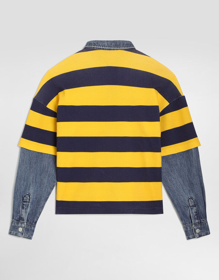 Dolce & Gabbana Striped cotton polo shirt with patch Dolce & Gabbana Striped cotton polo shirt with patch L4JTKOG7QK7