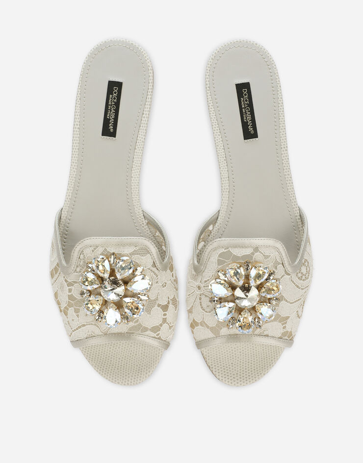 Dolce & Gabbana Lace rainbow slides with brooch detailing Grey CQ0023AG667