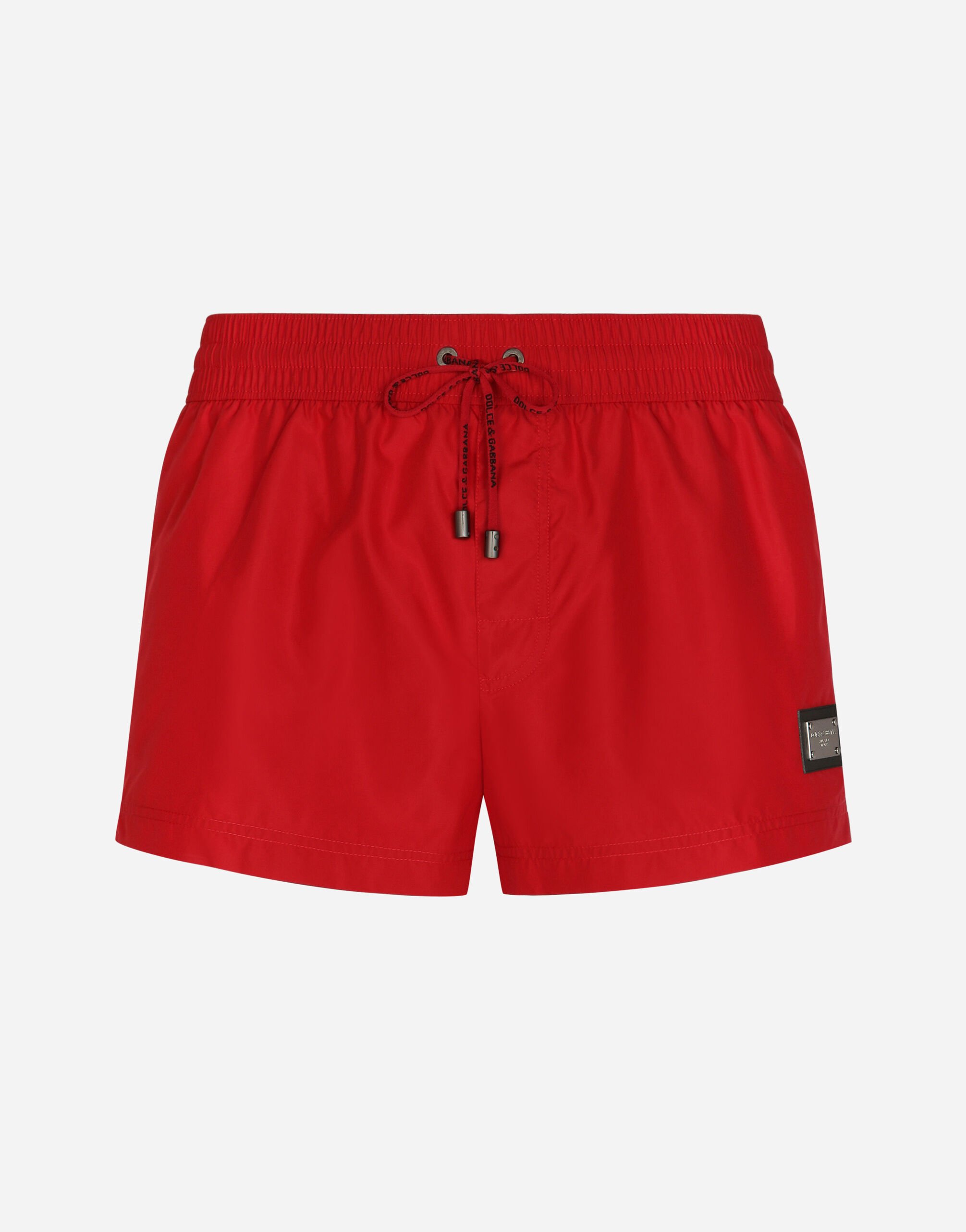 Dolce & Gabbana Kurze Badeshorts mit Logoplakette Drucken M4A13TISMHF