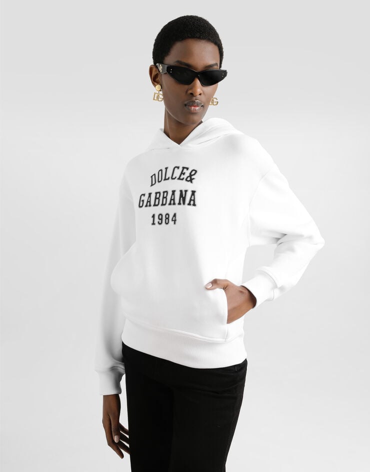 Dolce & Gabbana Cotton sweatshirt with embroidery White F9S48ZGDDBA