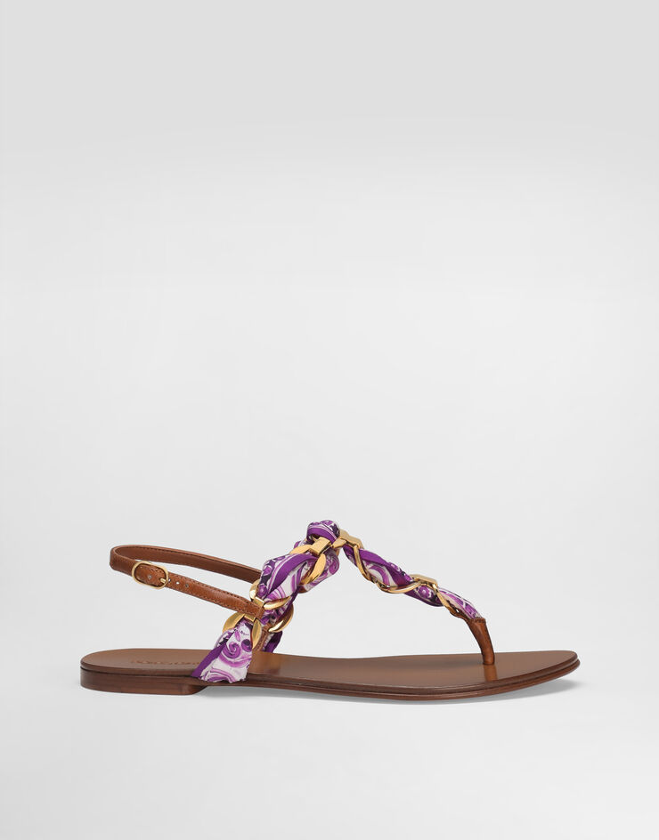 Dolce & Gabbana Majolica-print twill flip-flops Multicolor CQ0639AE490