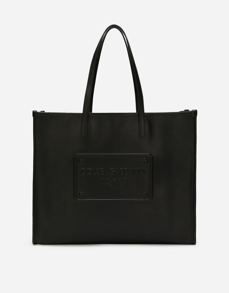 Dolce & Gabbana 凸纹徽标小牛皮购物袋 黑 BM2274AG218
