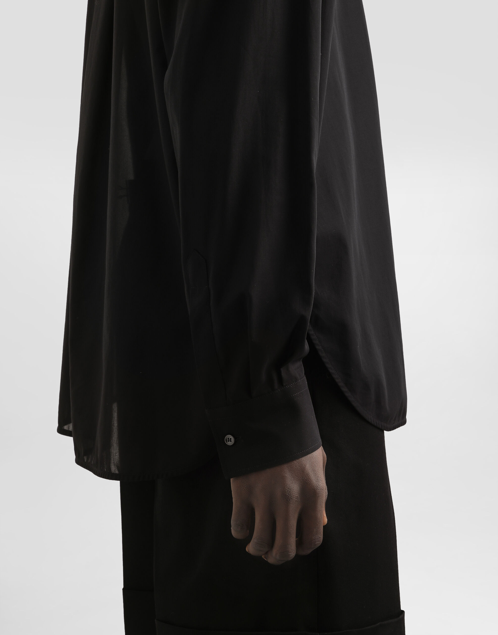Cotton canvas mandarin shirt in Black for Men | Dolce&Gabbana® US