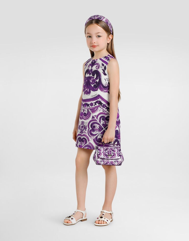 Dolce & Gabbana Majolica-print sleeveless mat dress Multicolor L54DH1FPFSO