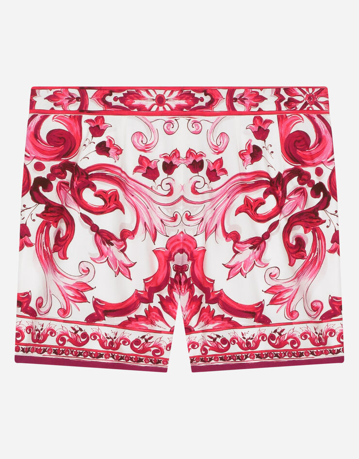 DolceGabbanaSpa Shorts aus Popeline Majolika-Print Mehrfarbig L53Q04G7EY1