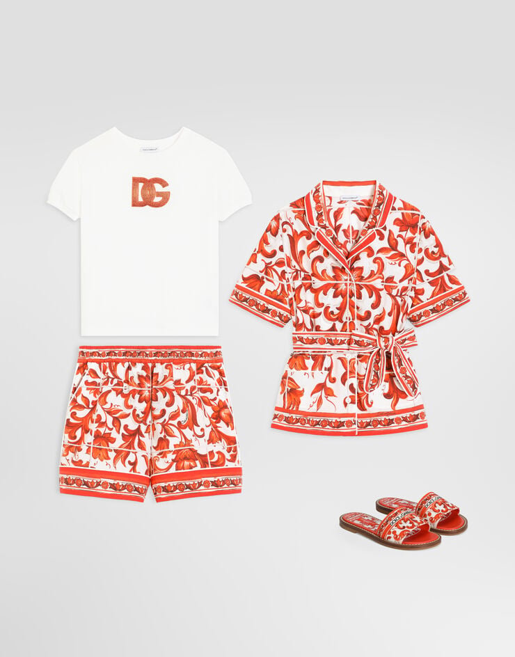 Dolce & Gabbana Jersey t-shirt with sequin logo embroidery Dolce & Gabbana Jersey t-shirt with sequin logo embroidery White L5JTNJG7P4E