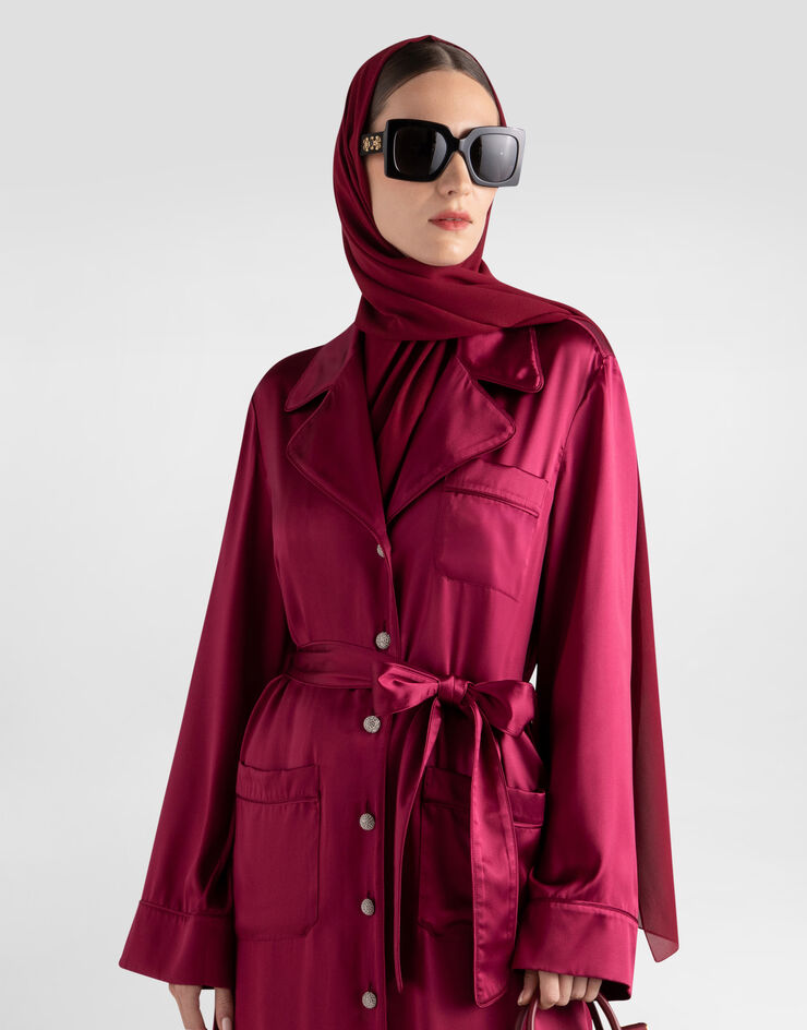Dolce & Gabbana Single-breasted silk satin robe-style coat Bordeaux I0B65ZFU1AU