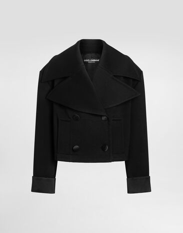 Dolce & Gabbana جاكيت صوف بصف أزرار مزدوج أسود F9S67TFUBGE