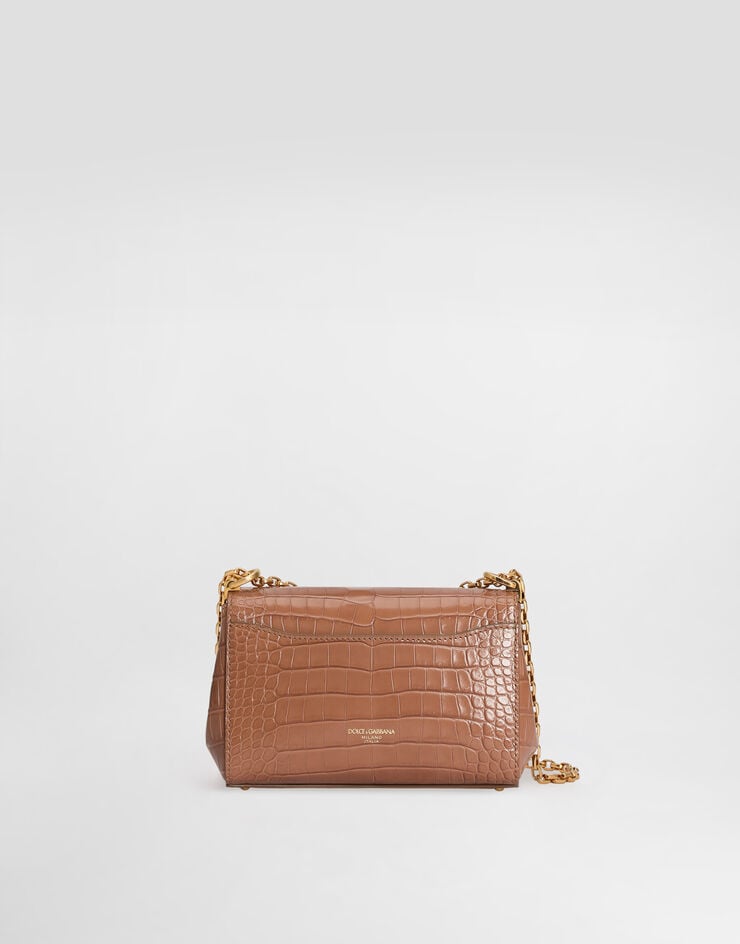 Dolce & Gabbana Marlene city mini shoulder bag in polished alligator Turtle Dove BB7766A2R08