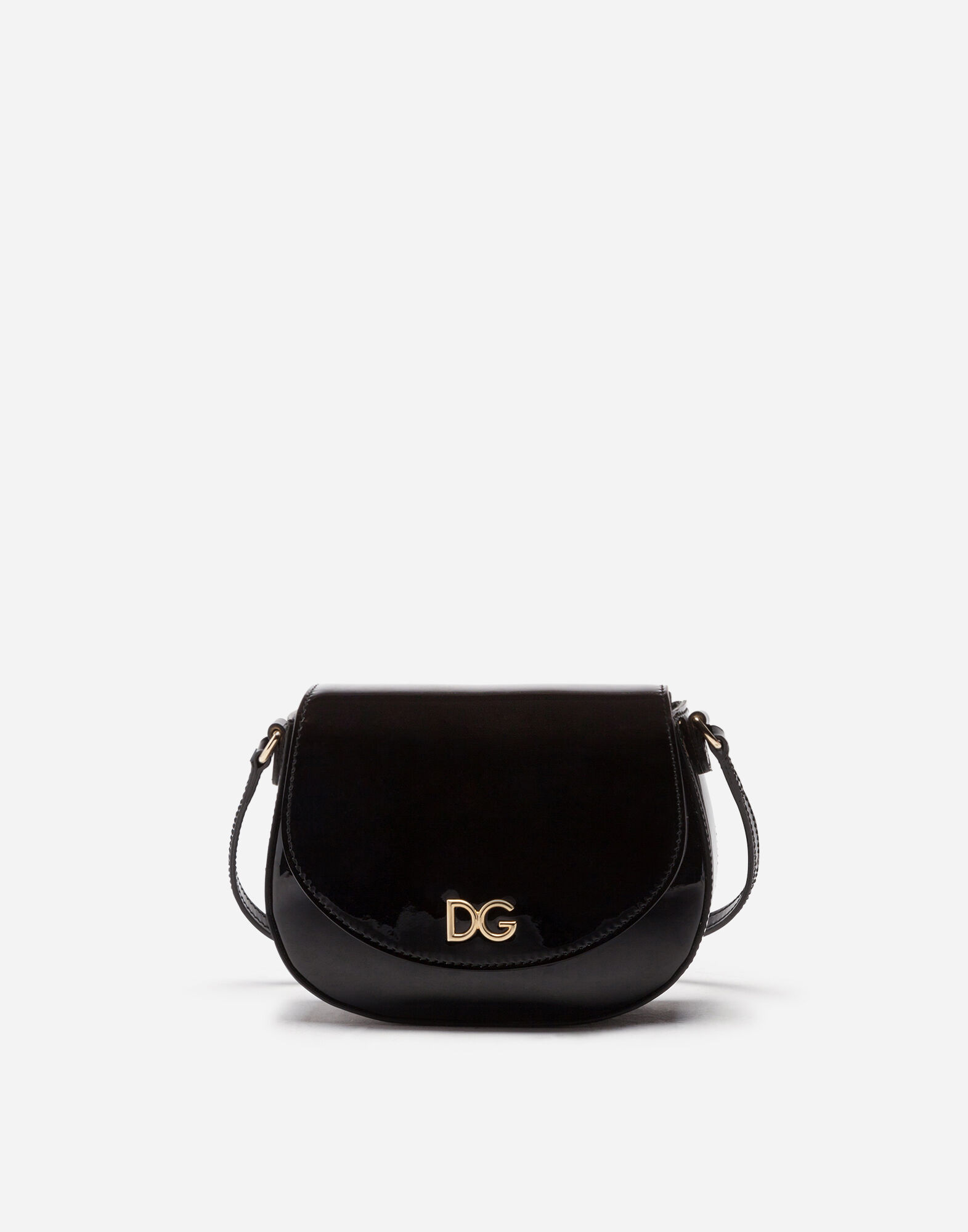 Patent leather side bag with DG logo