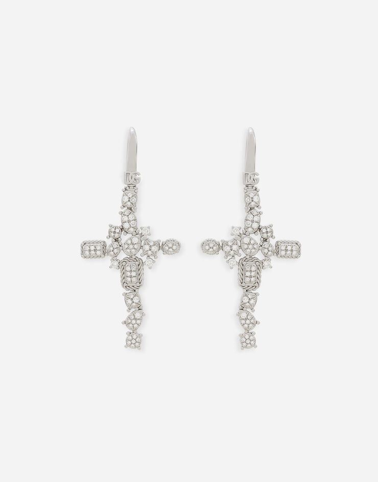 Dolce & Gabbana Pendente Easy Diamond in oro bianco 18kt e pavè di diamanti Bianco WEQD4GWPAVE