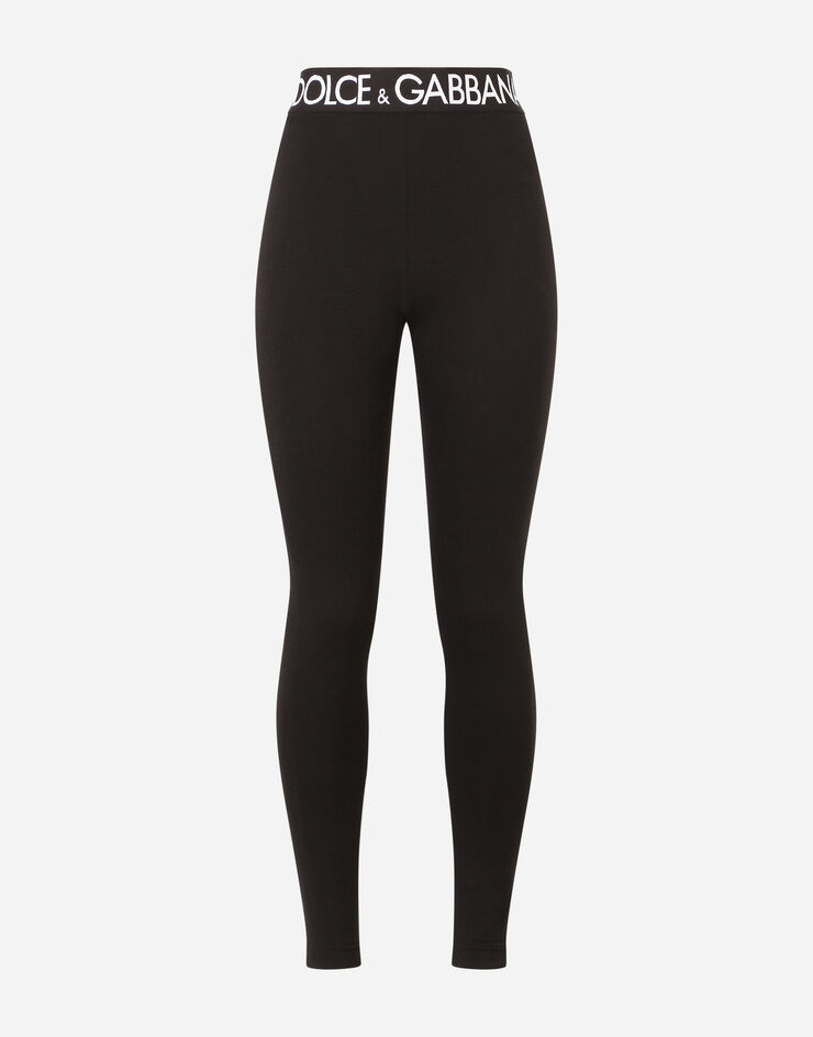 Dolce & Gabbana Leggings in jersey con elastico logato Nero FTB5TTFUEEY