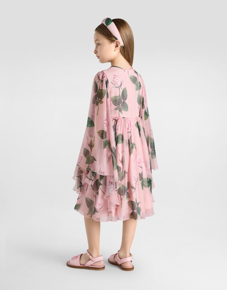 Dolce & Gabbana Chiffon dress with rose print Print L53DE9IS1X9