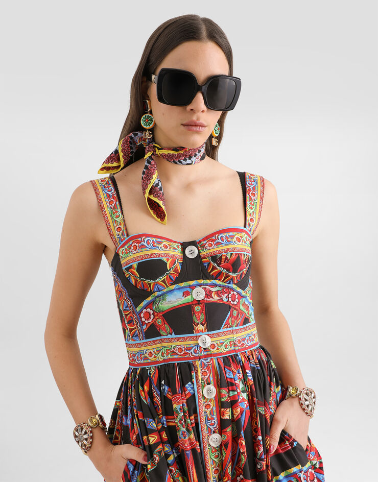 Dolce & Gabbana Carretto-print poplin long dress Multicolor F615YTGDDTF