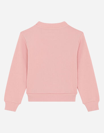 Dolce & Gabbana Sudadera de punto con placa con logotipo Rosa L5JWARG7M4V