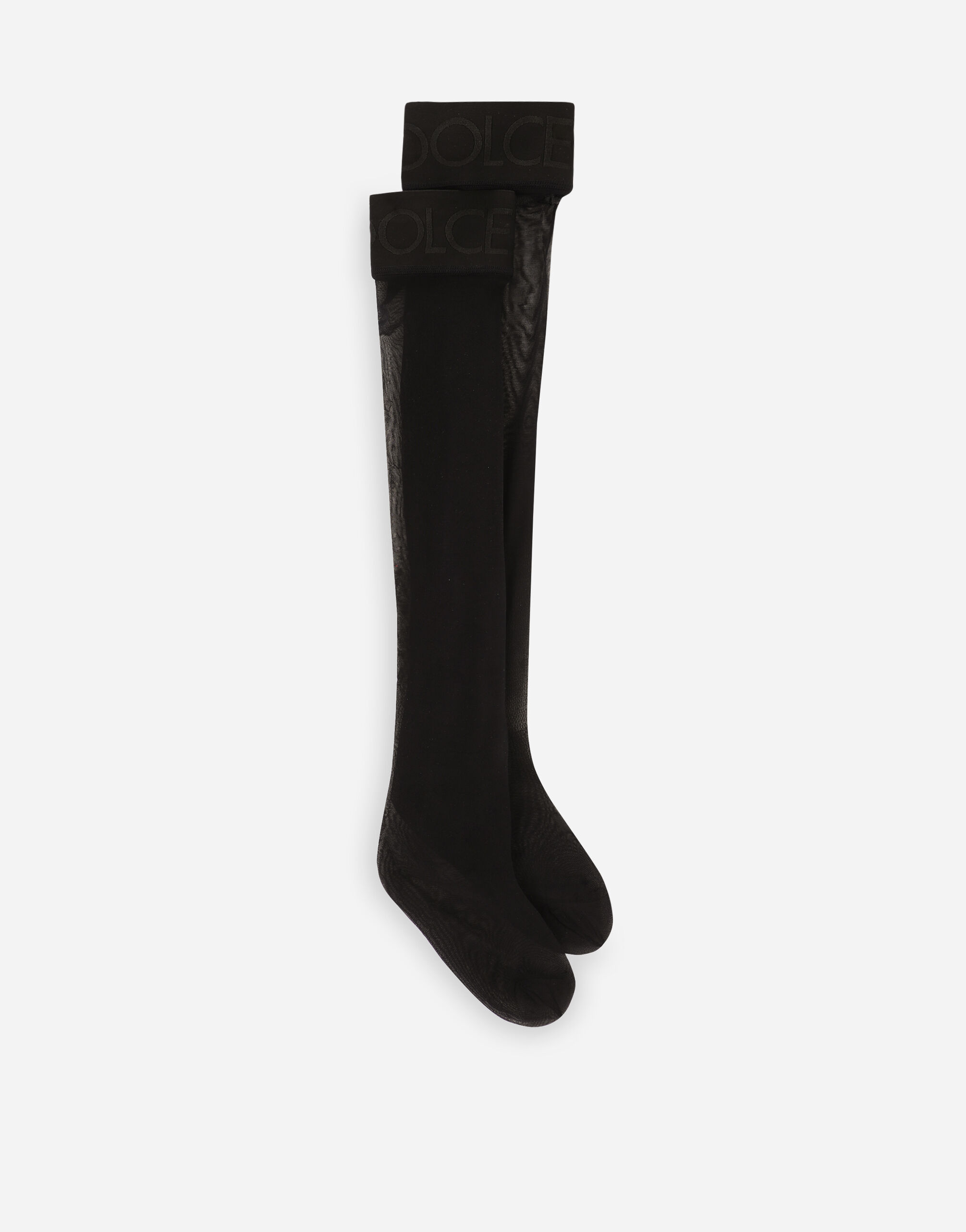 Hold-up stockings with branded elastic in Black for Women | Dolce&Gabbana®  US