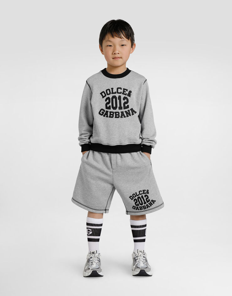 Dolce & Gabbana Crew neck sweatshirt with Dolce&Gabbana embroidery Grey L4JWKDG7PBO