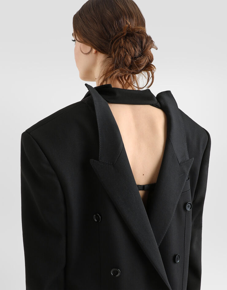 Dolce & Gabbana Double-breasted jacket in wool gabardine Black F29TNTFU28J