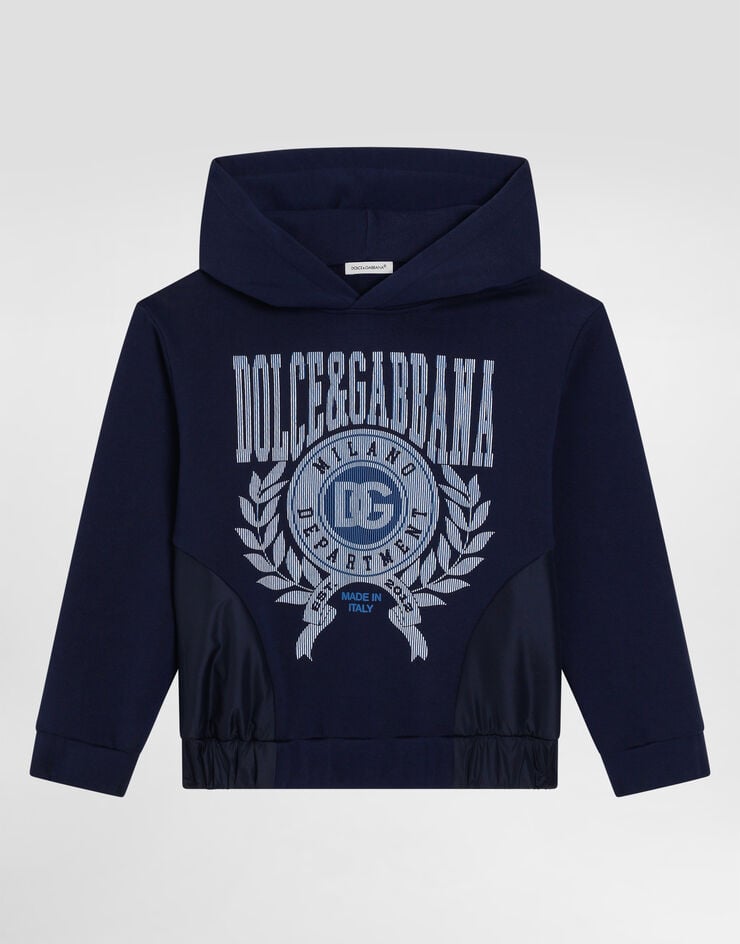 Dolce & Gabbana Jersey hoodie with Dolce&Gabbana print Blue L4JWMCG7PDQ