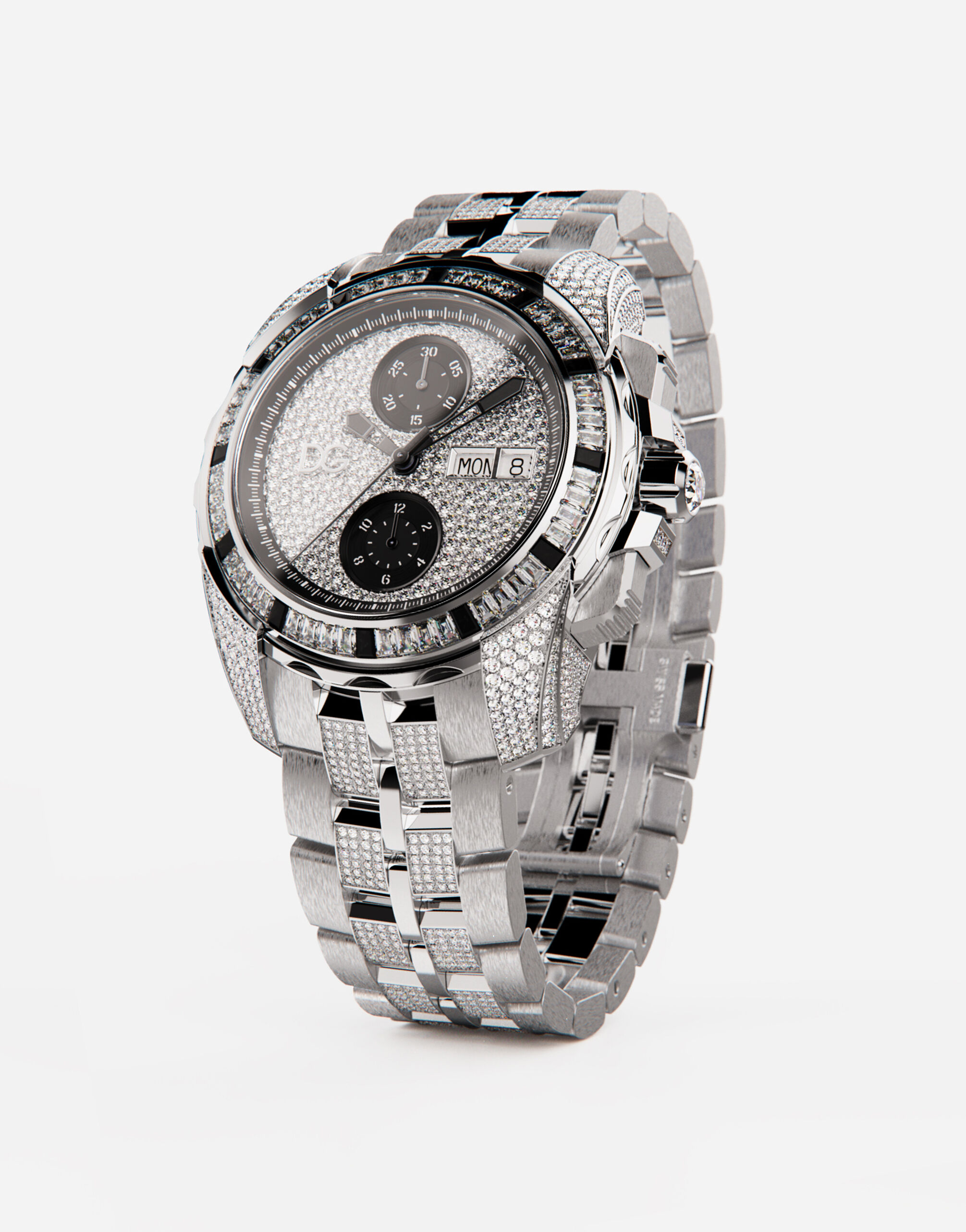 Gold watch with diamond pave in White Gold for Men Dolce Gabbana