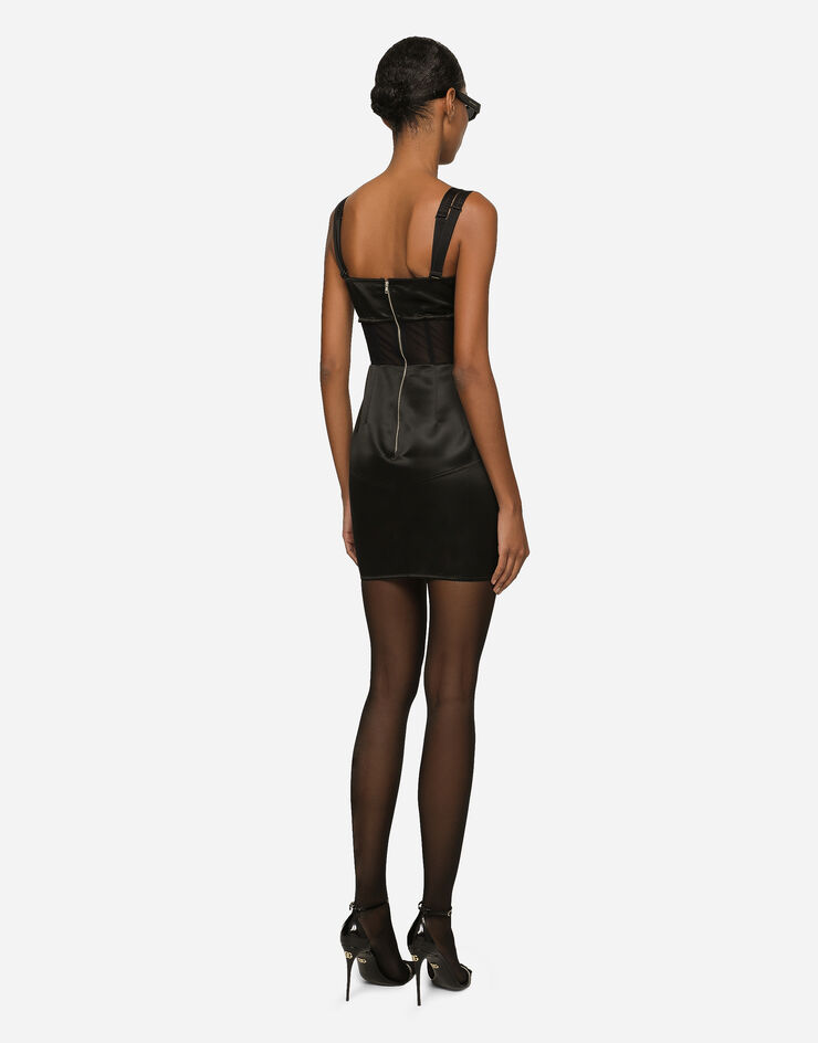 Dolce & Gabbana Short satin corset dress Black F6AUQTFUAB1